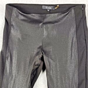 ANGL Leggings Womens Sz Medium M Black Side Zipper Athleisure Soft‎ Stretchy